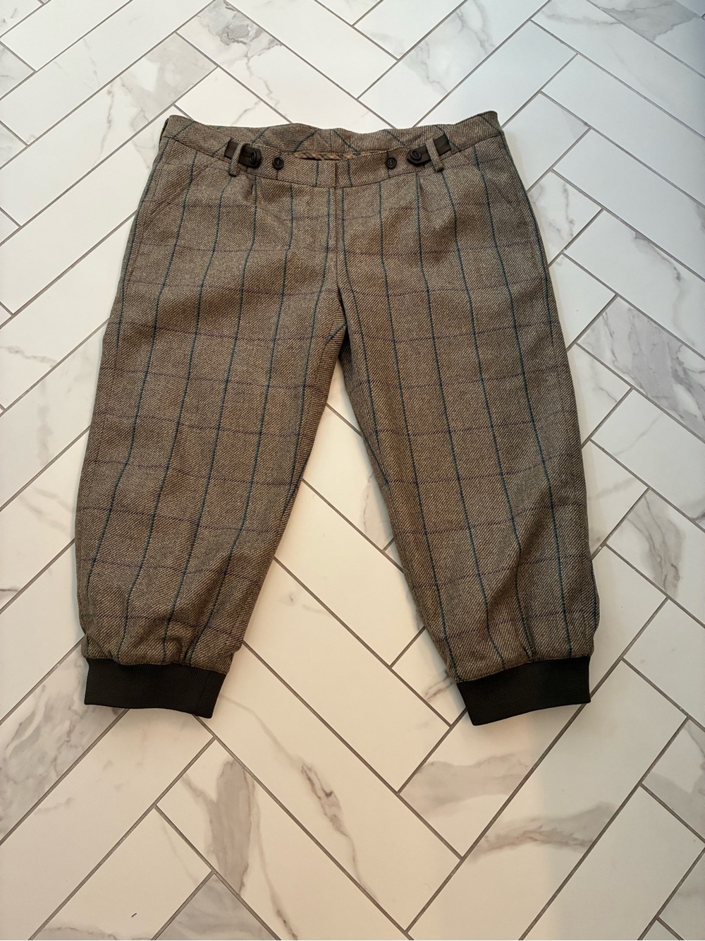 Beretta St James Wool Cashmere Breeks Pants Italian Tweed Brown Plaid Size 16